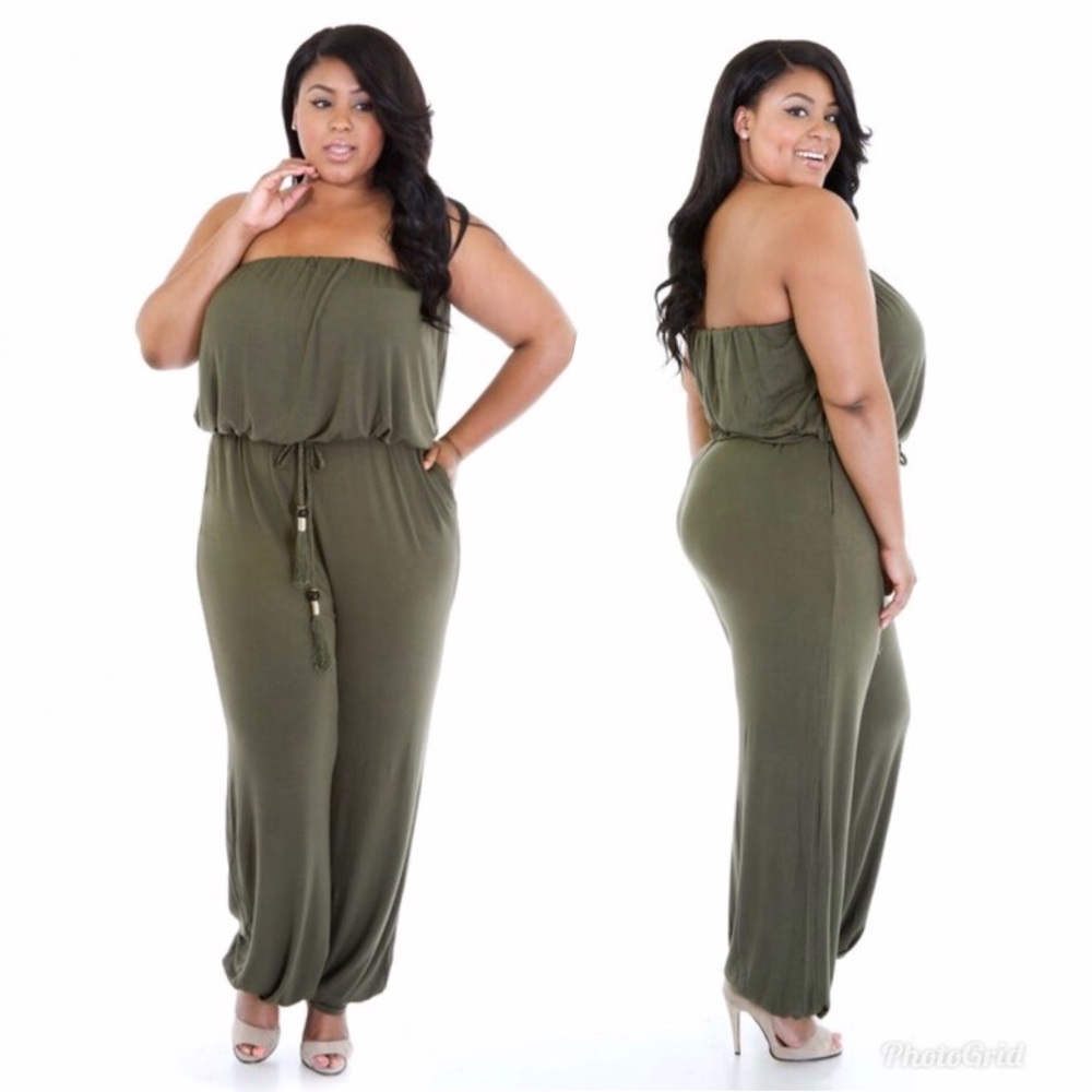 Olive Strapless Jumpsuit